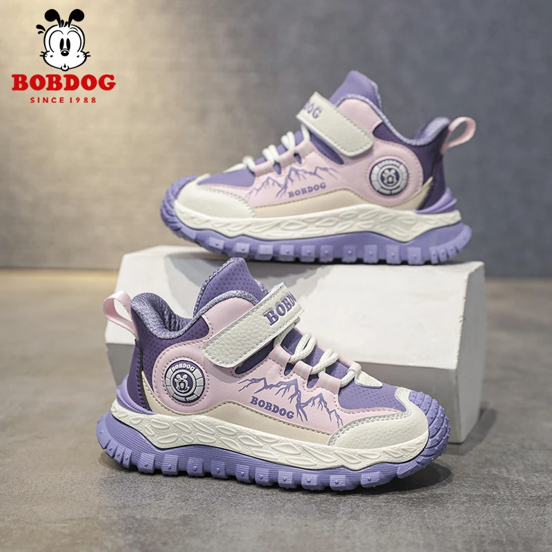 巴布豆童鞋女童鞋子2025春秋新款皮面防水儿童运动鞋户外登山鞋潮