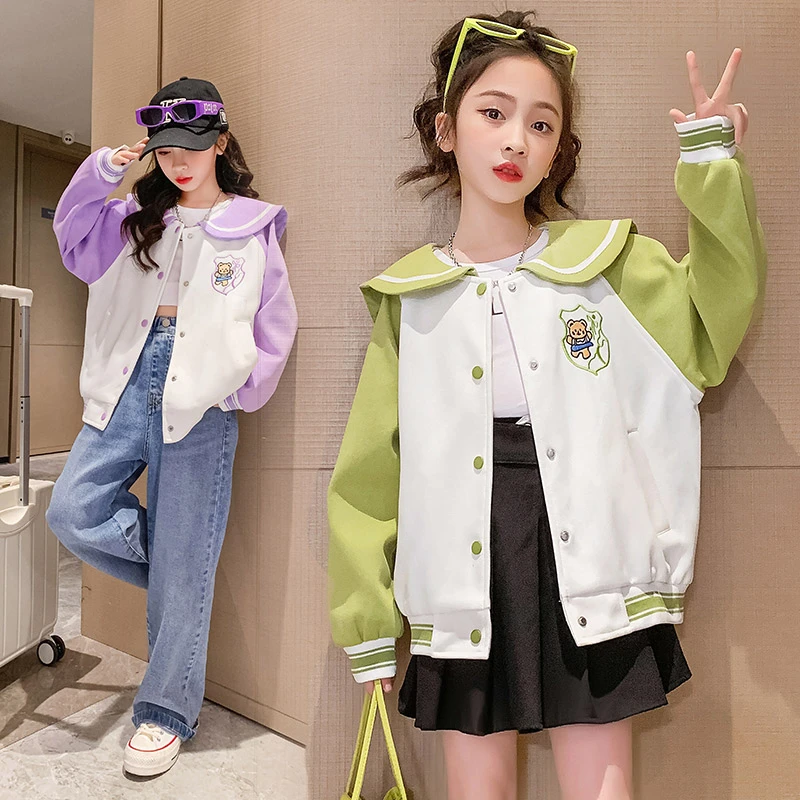（外套）女童棒球服外套秋装2024新款春秋装网红中大童儿童装上衣