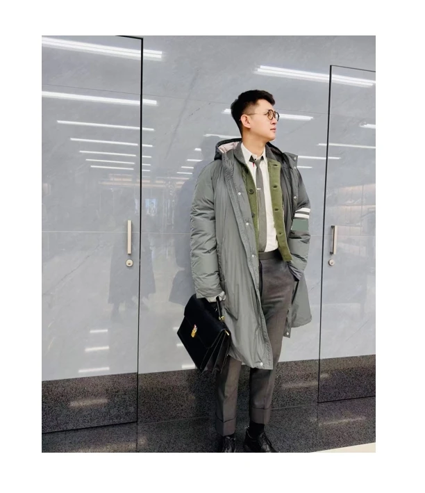 A+到手四杆冬季派克服OS大长款男女款连帽纯色派克服宽松大版