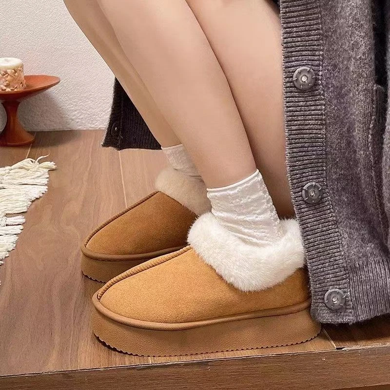 【A3某GG雪地靴同款】冬季新款厚底外穿防滑加厚棉鞋松弛感毛拖