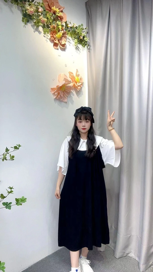 2024年夏季新款胖mm女士工装风背带裙休闲慵懒风吊带大摆背带裙