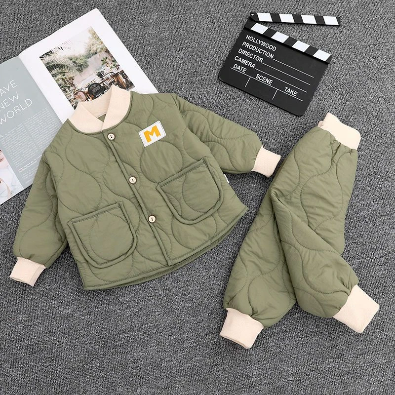 棉服套装男女宝宝棉衣棉裤休闲套装家居服户外两件套ba秋冬上新潮