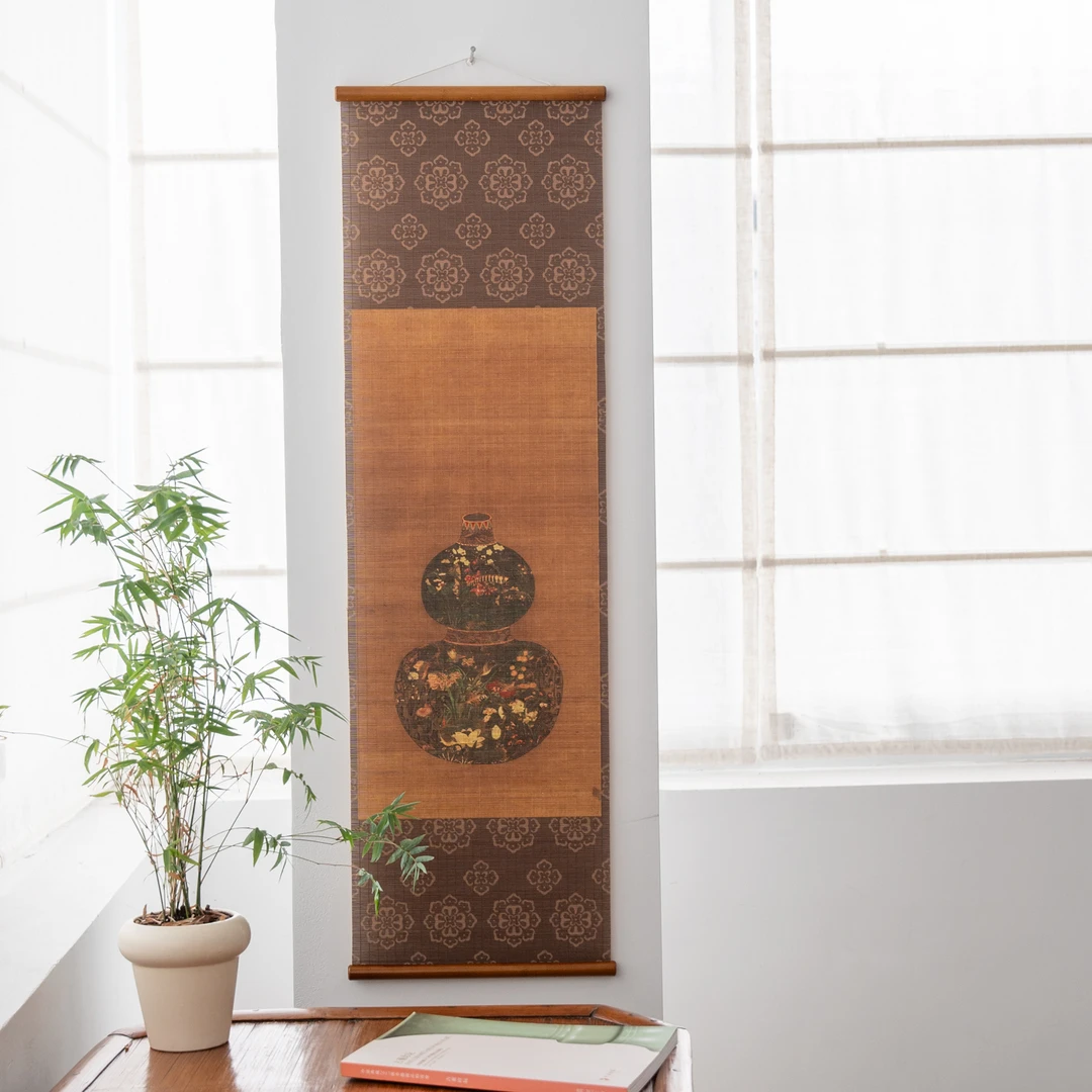 【宝瓶】竹丝画花瓶图中式客厅书房复古卷轴挂画茶室餐厅过道装饰画