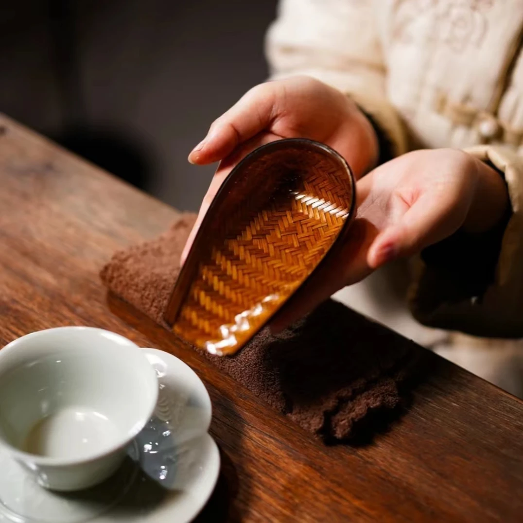 【怀袖】手工竹编茶则复古家用茶荷茶室新中式功夫茶具茶道零配件