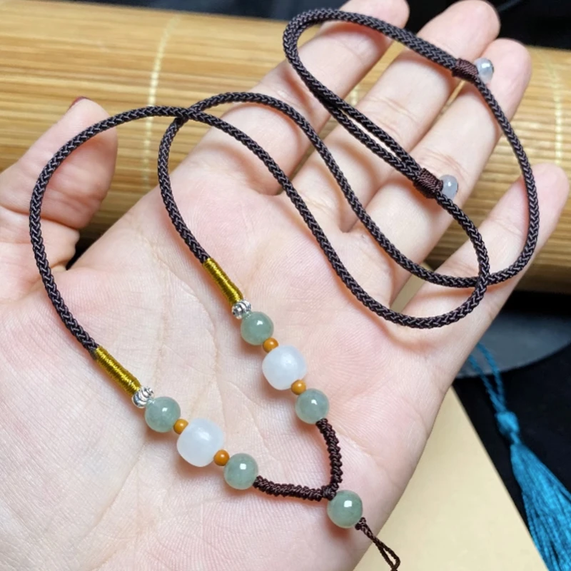 手编和田料苹果珠高端吊坠绳男女款转运珠挂件绳玉佩项链绳可调节