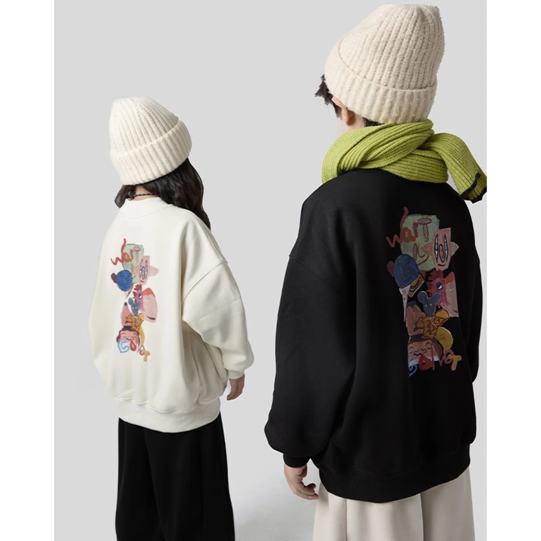 【时尚动漫】男童韩版洋气加绒卫衣冬季新款中大童圆领一体绒卫衣潮