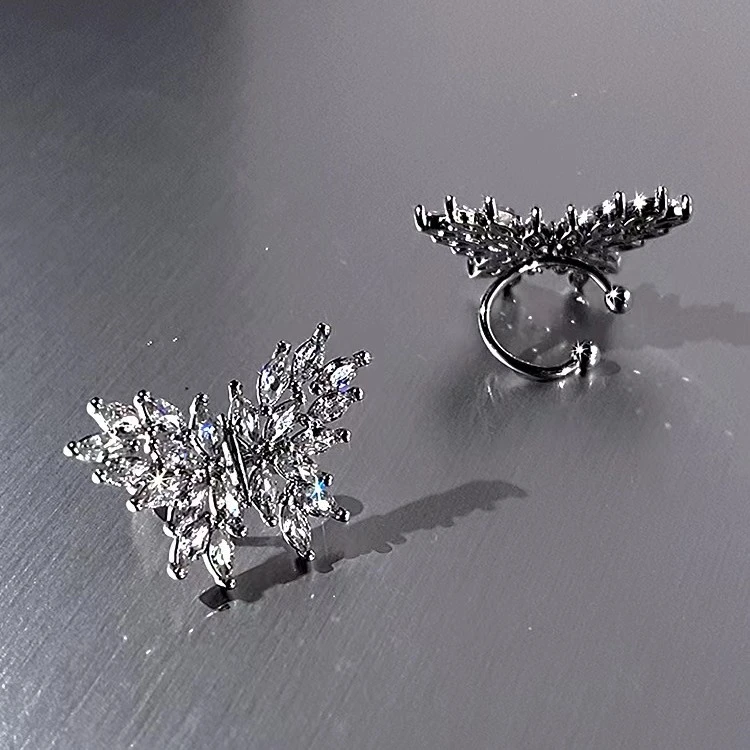 铜合金耳饰  清冷风闪钻蝴蝶无耳洞耳骨夹女耳饰高级感小众耳夹