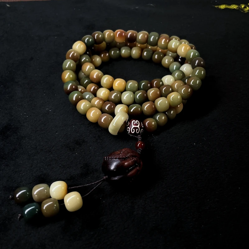 原创设计敦煌飞天108颗菩提长串搭配木质佛手配饰手作