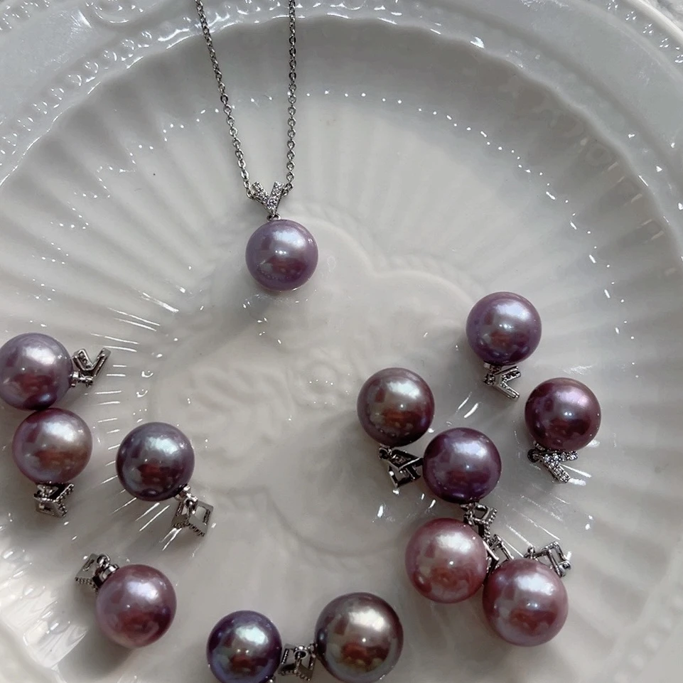 紫珠银色V扣吊坠