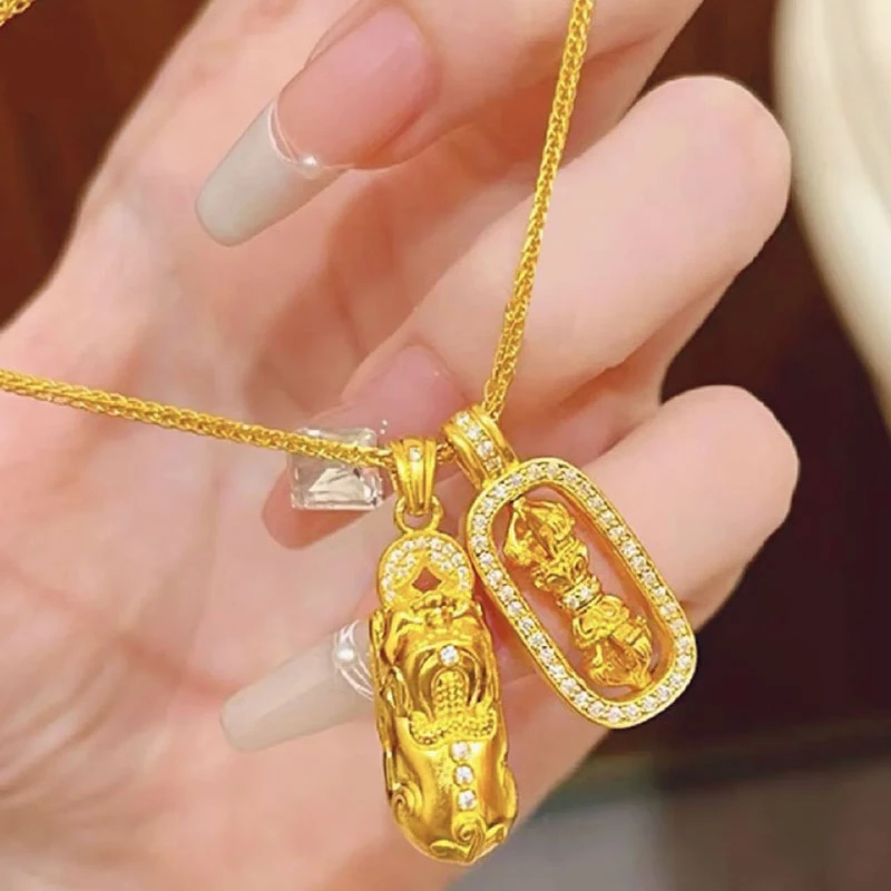 铜合金吊坠 韦雪同款项链女貔貅金刚杵叠戴高级感锁骨链2024新款