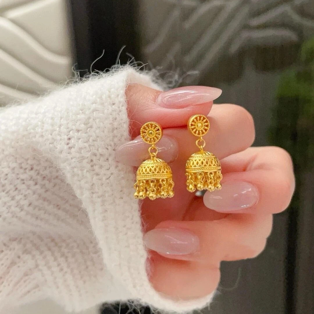 铜合金耳饰 复古水母流苏耳环时尚精美耳钉民族风气质百搭耳坠