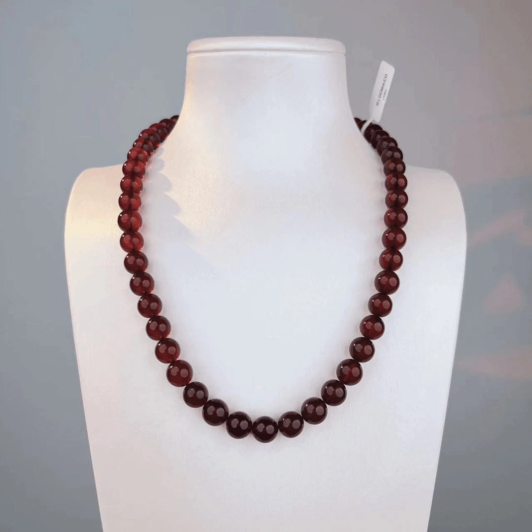 9+天然珠宝缅甸琥珀妈妈链项链气质链子珠珠精美时尚优雅50CM