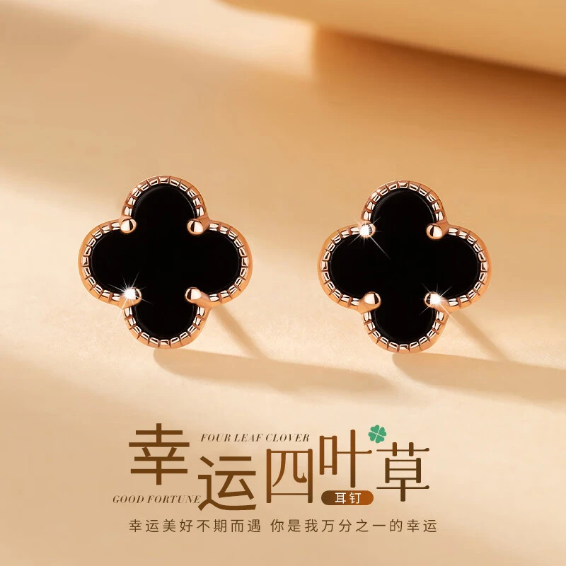 足银耳饰 秋冬999纯银耳钉女四叶草耳坠耳环银耳饰品上档次高级感