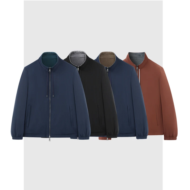 22088青泽男装秋冬男士立领两面穿夹克