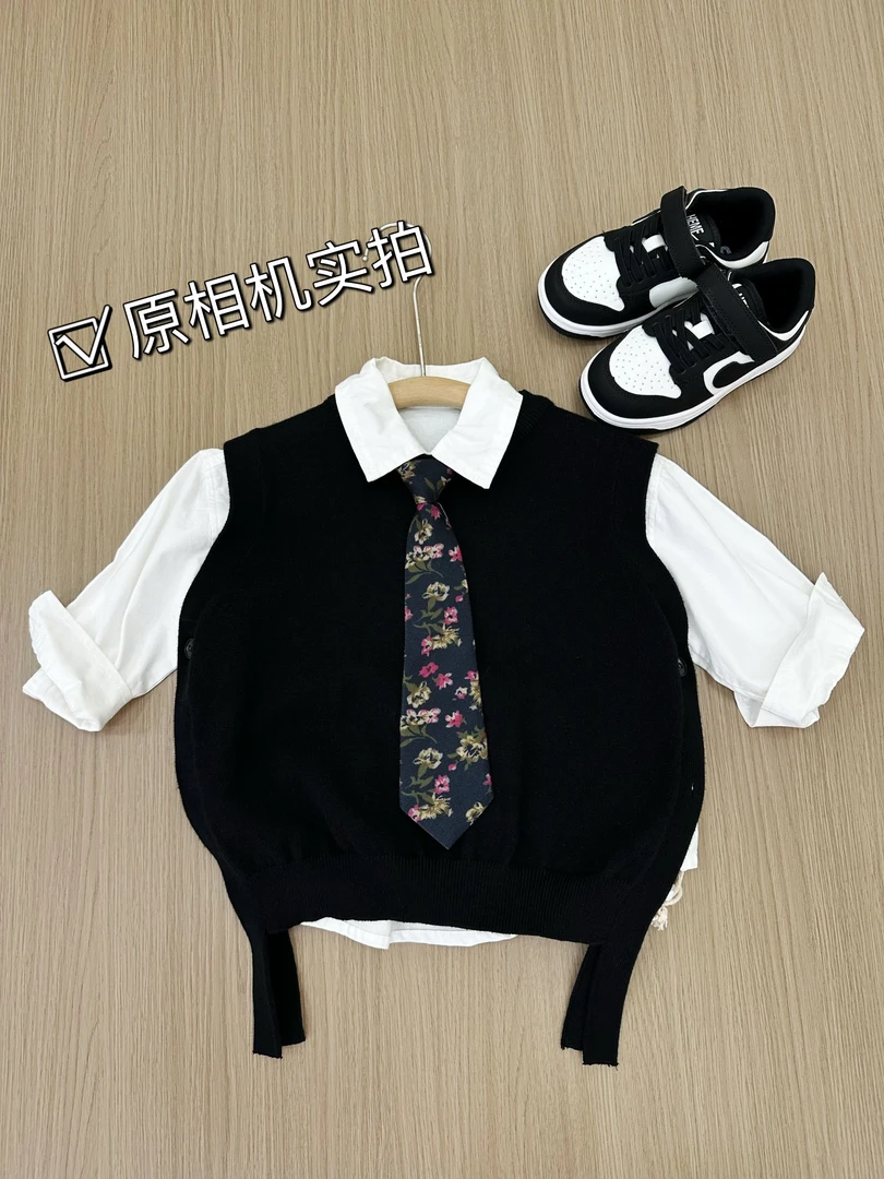 现货1273儿童毛衣马甲男童春秋时尚百搭叠穿韩版宽松纯色