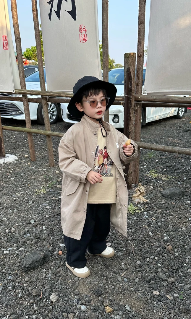 现货1206儿童风衣外套男童春秋款休闲洋气时尚纯色百搭中大童