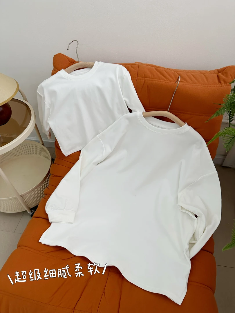 现货1661儿童长袖打底衫春秋男童纯色百搭亲子中大童圆领套头