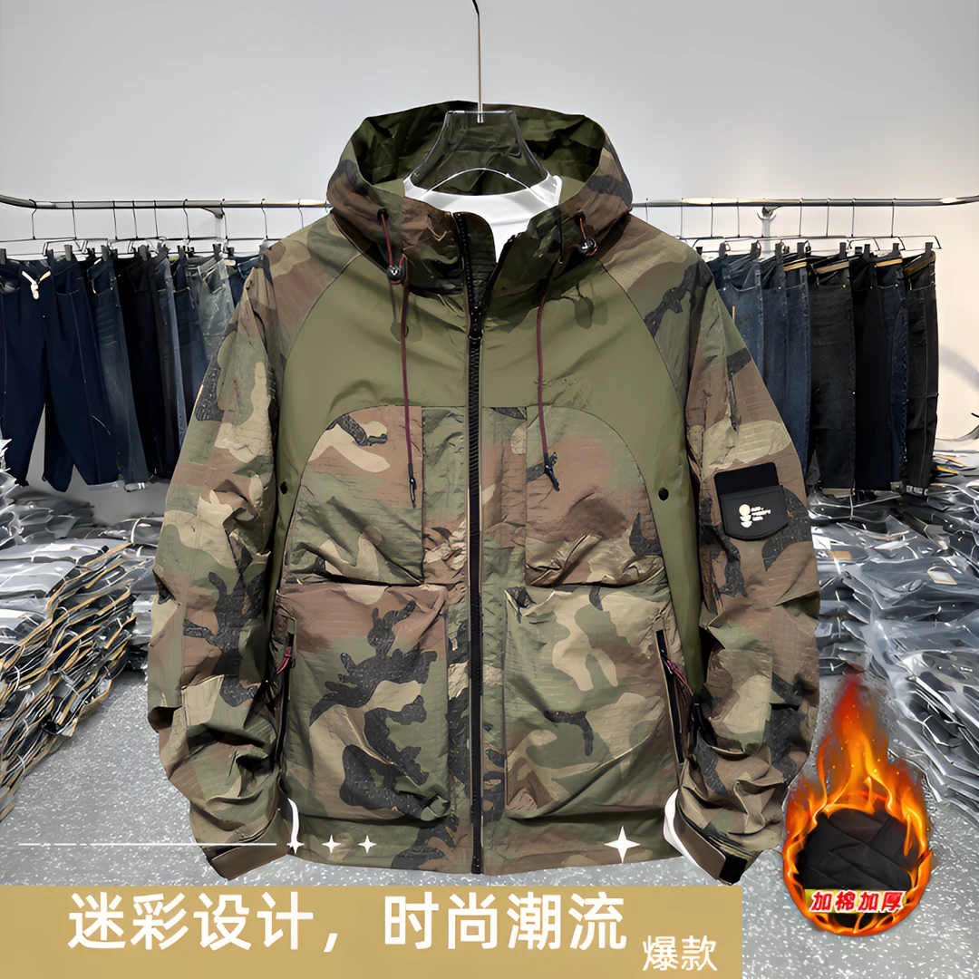 秋冬迷彩工装棉服男士加厚保暖城市机能冲锋衣宽松痞帅夹克休闲潮