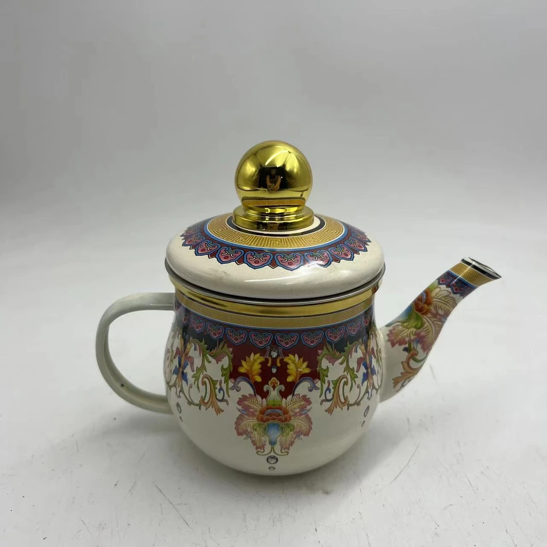 500ml珍品搪瓷珐琅手把壶带滤网