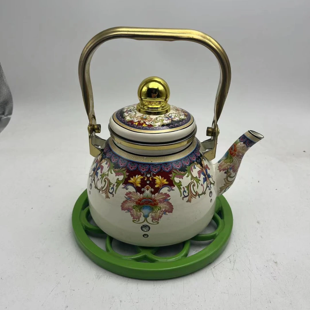臻品搪瓷珐琅烧水壶带滤网1.2L