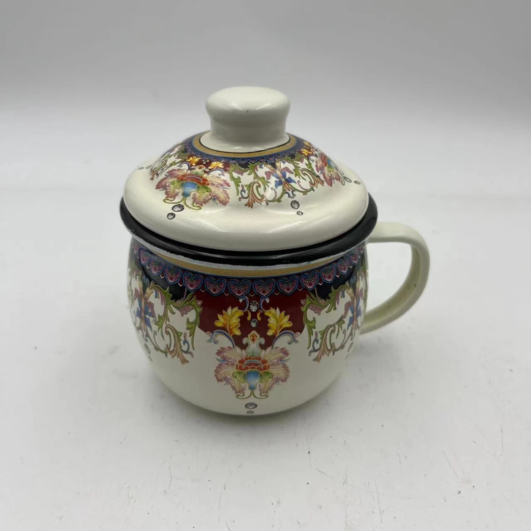 8cm【珍品】搪瓷珐琅杯子手把杯咖啡杯【拍一发二】