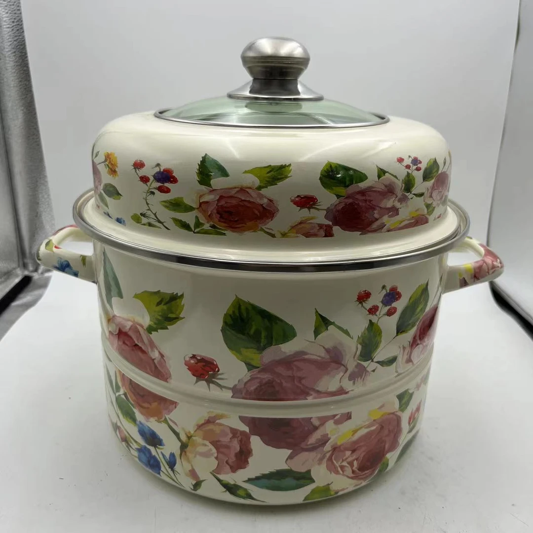 28cm【初夏】蒸锅双层蒸锅带蒸格可视盖子加厚蒸锅不挑灶具