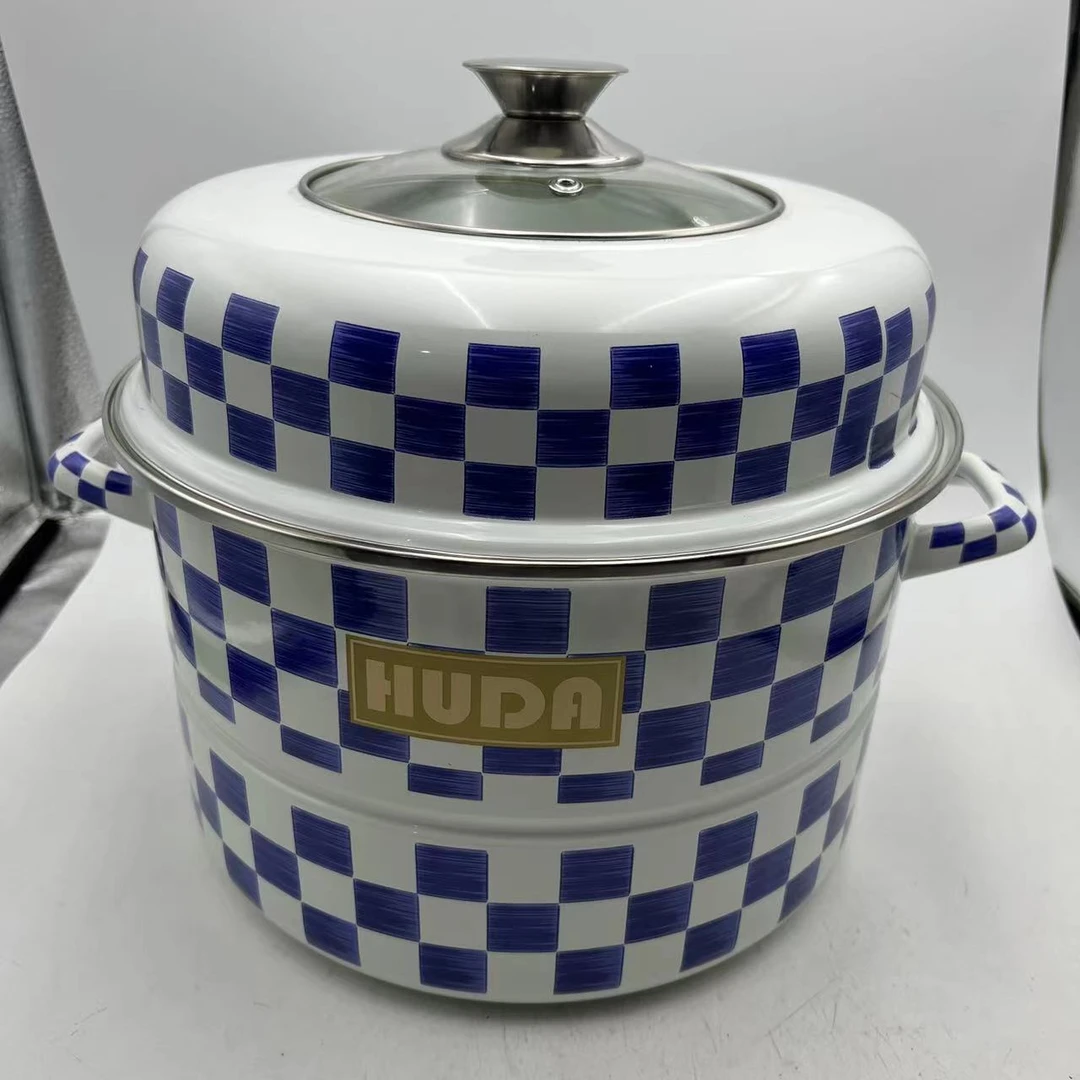 30cm【布拉格】搪瓷珐琅双层蒸锅可视盖子