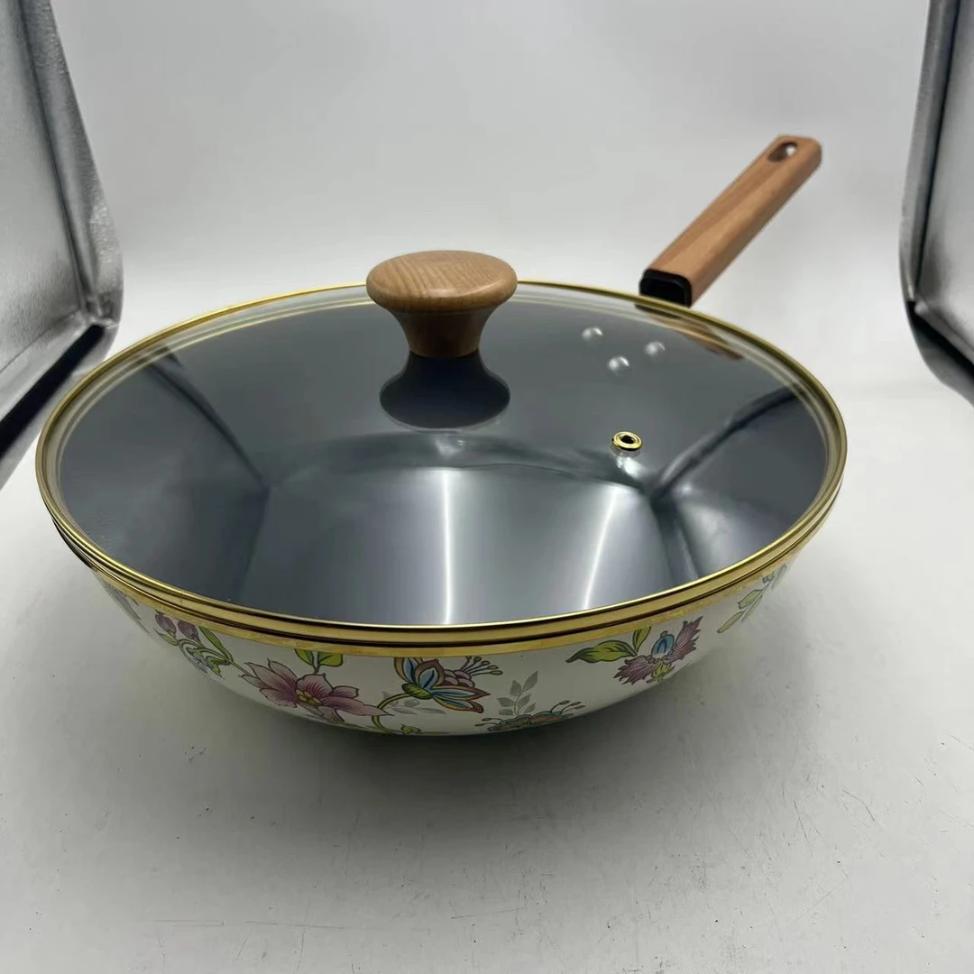 30.9cm【芳香】搪瓷珐琅炒锅不粘锅