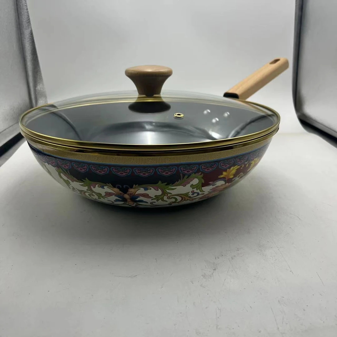 30.9cm【珍品】搪瓷珐琅炒锅不粘锅珐琅锅