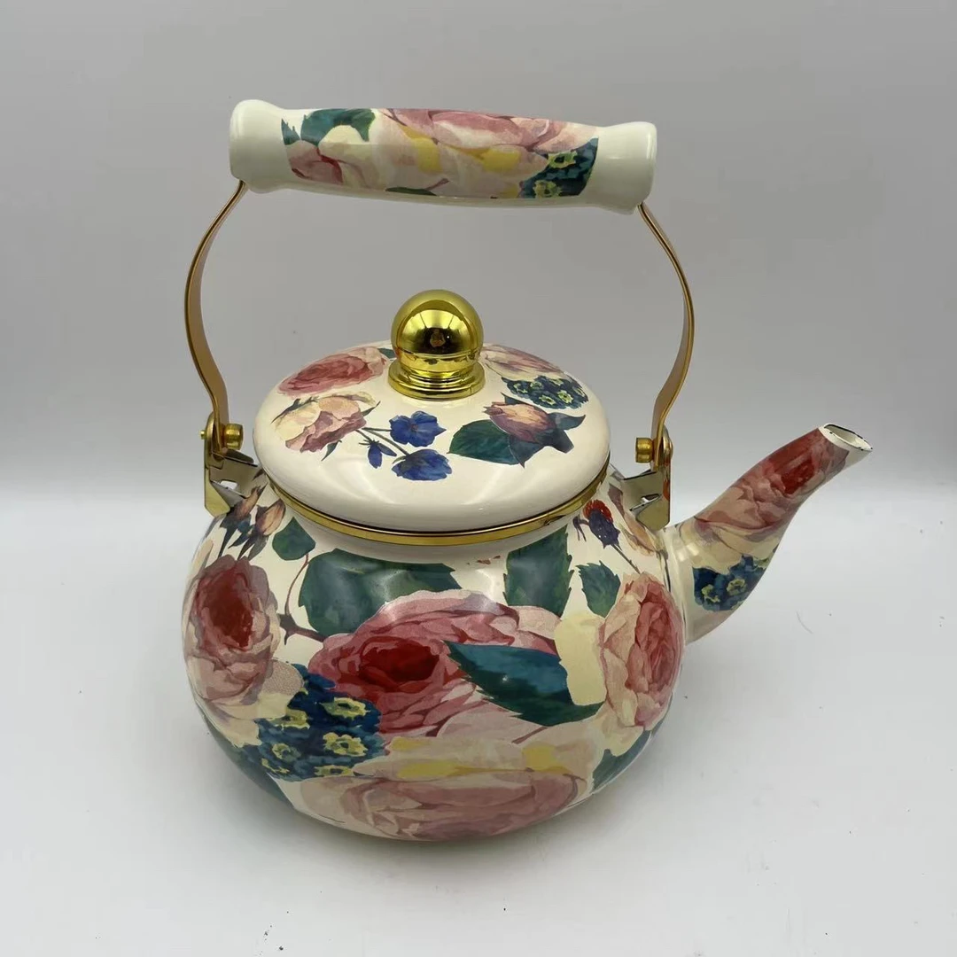 2.5升容量枝繁叶茂珐琅搪瓷烧水壶茶壶