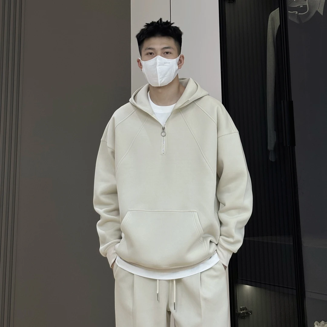 【男女同款】460G重磅卫衣秋冬加绒加厚宽松高级感纯色连帽衫情侣款