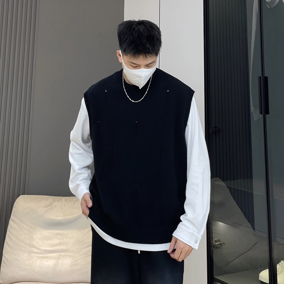 【秋冬新款】简约高级感毛衣马甲坎肩背心潮流破坏设计搭配款M24325