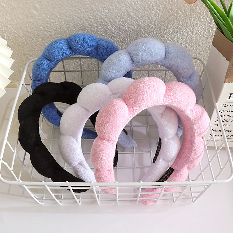 海绵云朵蓝色居家女洗脸专用发箍高颅顶发带洗脸化妆面膜发饰头箍