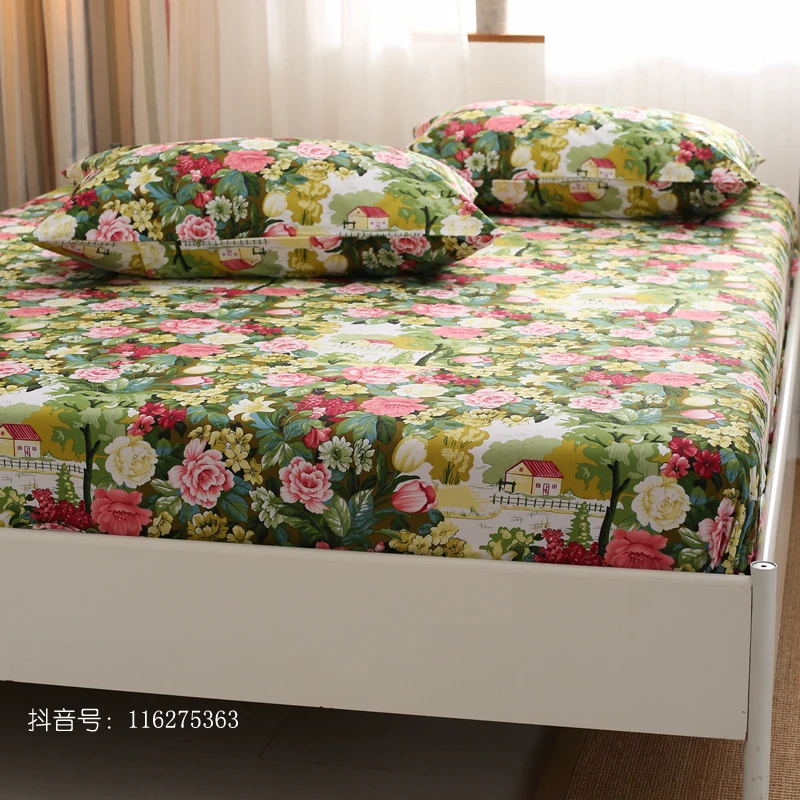 【床笠】纯棉全棉100可裸睡纯棉单件手工全包围松紧带床罩田园碎花