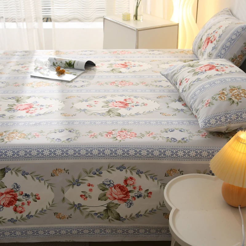 【高档提花床单】夏凉加厚床单单件老粗布印花炕单榻榻米大花朵被单