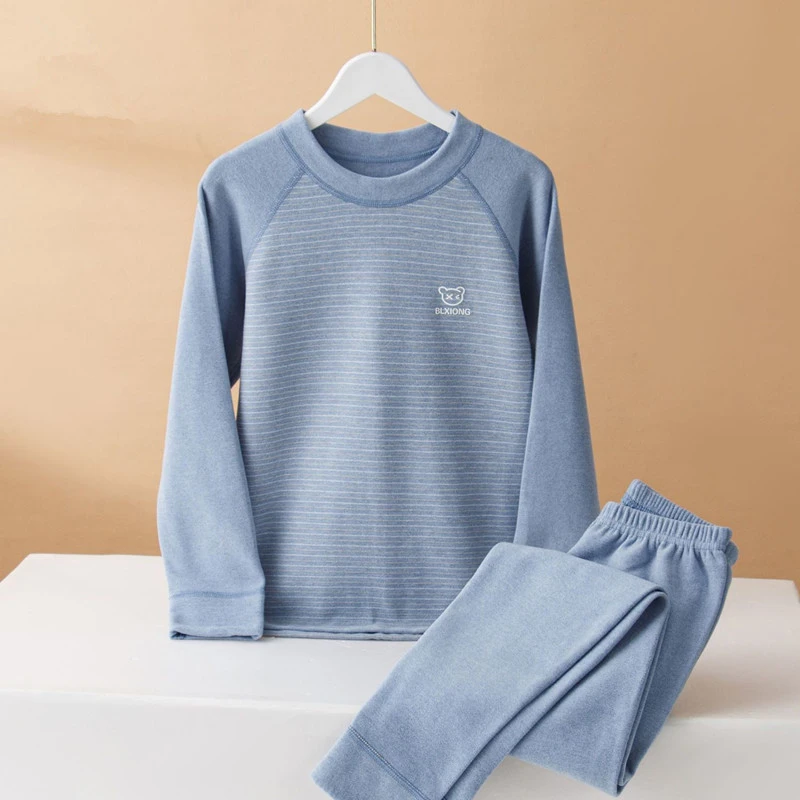 儿童保暖羊毛蚕丝内衣套装秋冬男孩睡衣中大童秋衣秋裤女童家居服