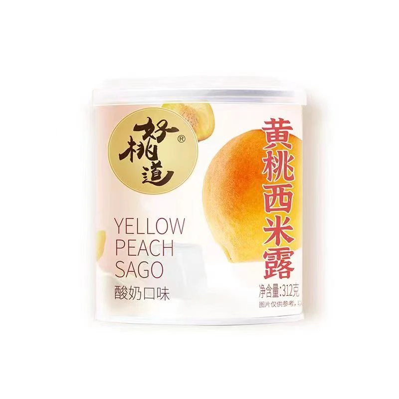 【好桃道】黄桃酸奶西米露312g*6罐装 水果罐头 DR精选 开盖即食