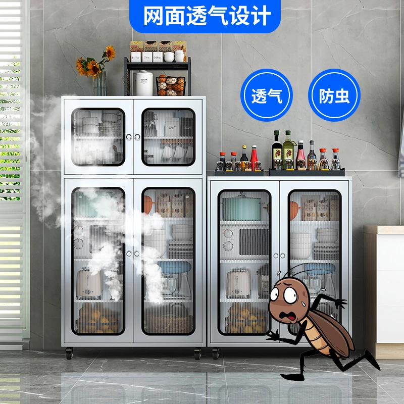 新疆包邮304不锈钢厨房网门碗柜餐边柜家用厨房橱柜餐厅储物柜锅