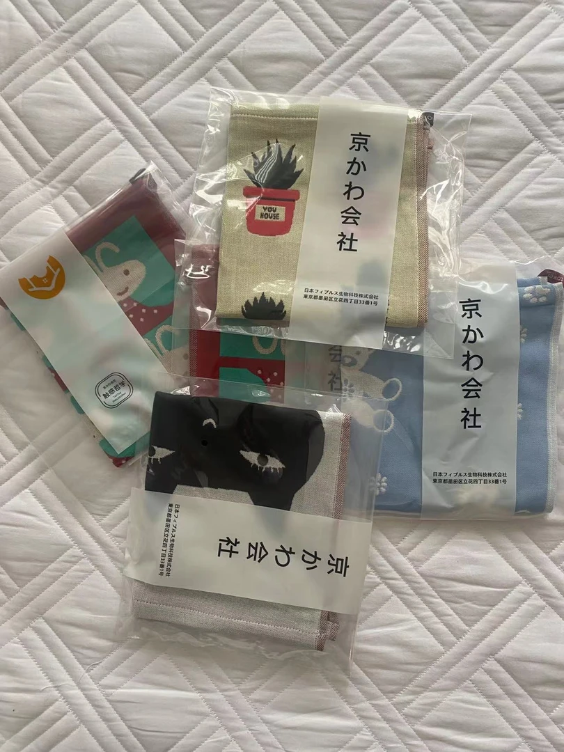 【京かわ会社】一条装纱布小方巾单条装34*40cm不挑花色