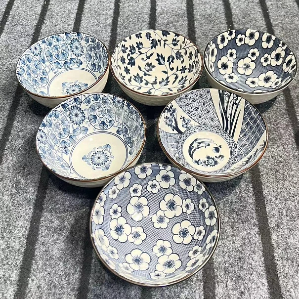 W100景德镇陶瓷青花花卉碗瓷其他批量不固定/6件