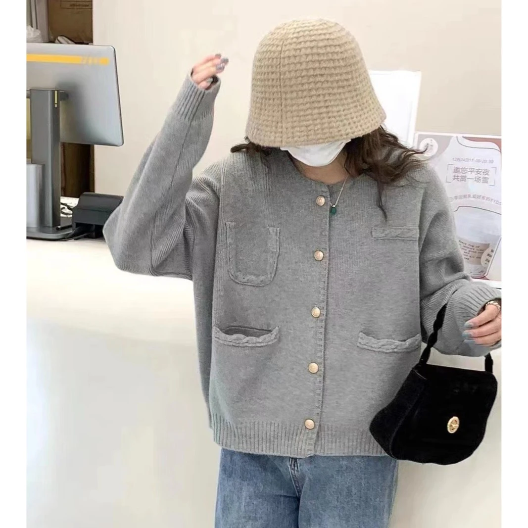 3322气质百搭毛衣开衫女新款外搭洋气小个子上衣针织纯色