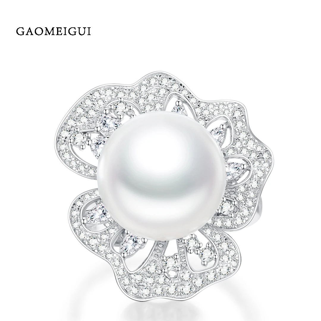 925银合成锆石戒指 GAOMEIGUI【富贵花】新款高珠戒指
