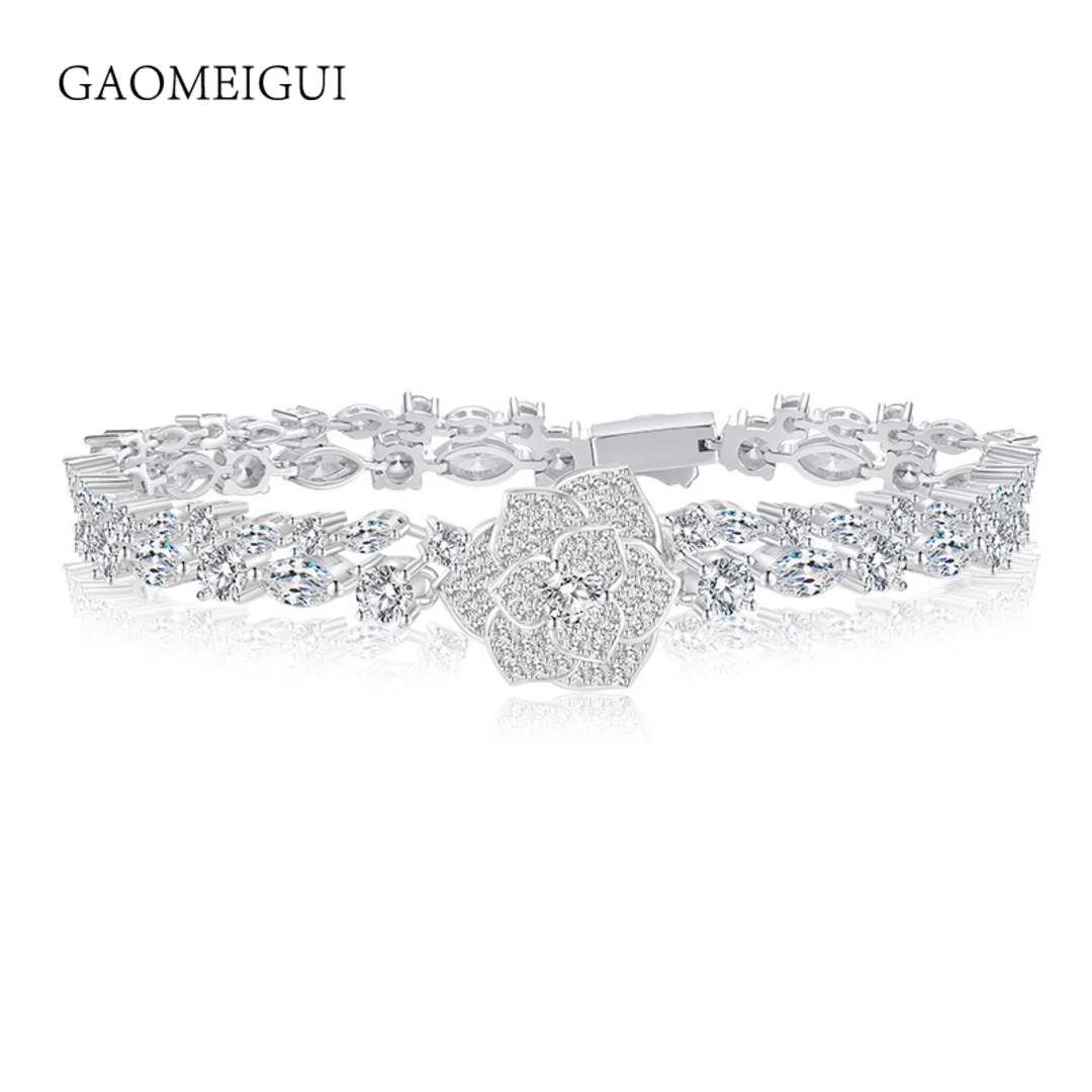 GAOMEIGUI 925银合成锆石手链 伯爵同款山茶花手链编码A049