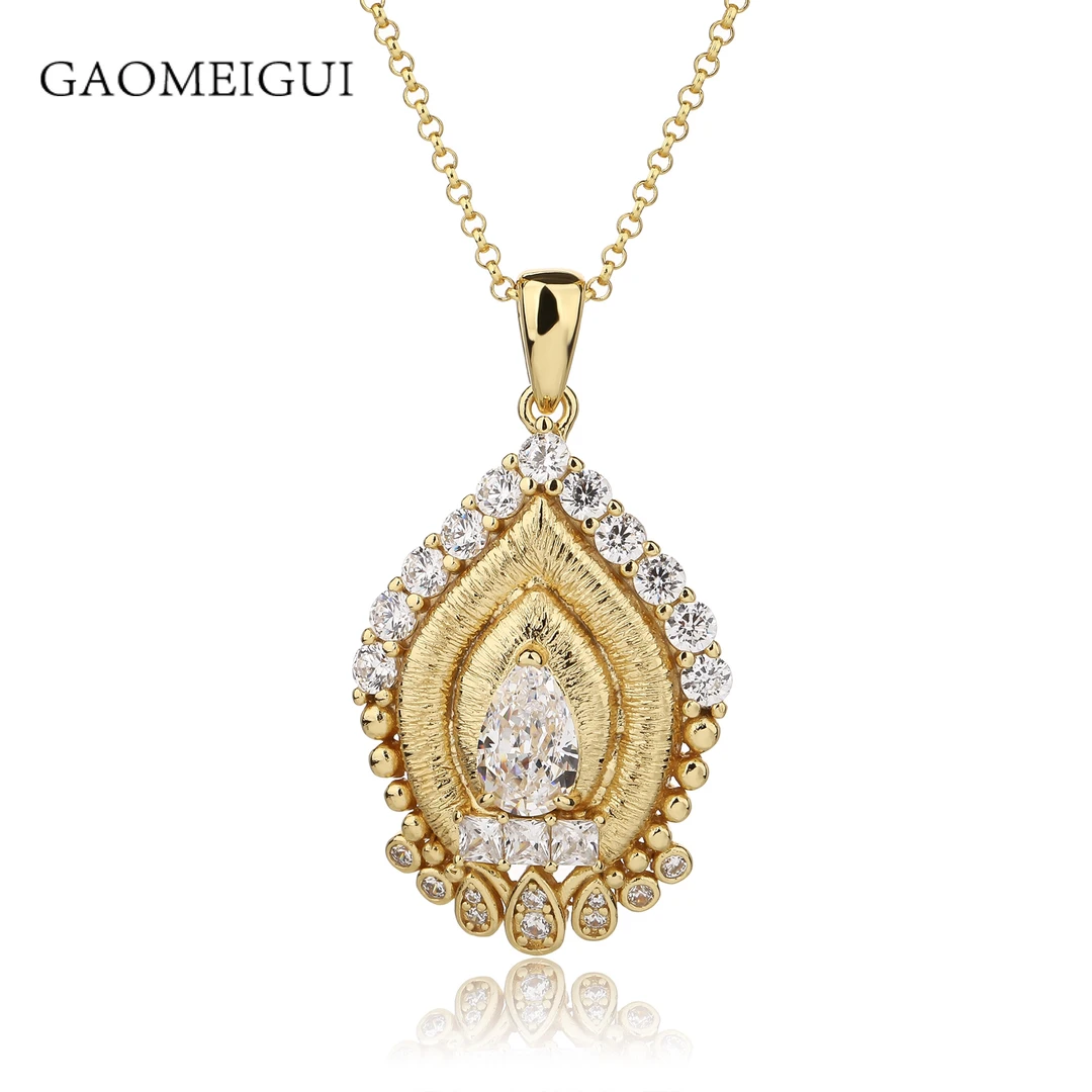 坠链均925银合成锆石 GAOMEIGUI大牌同款金/银两色 佛牌项链A0118