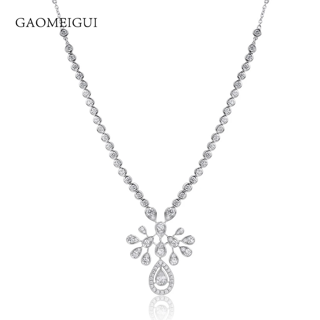 坠链均925银合成锆石 GAOMEIGUI新款40➕5皇冠项链大牌同款时尚