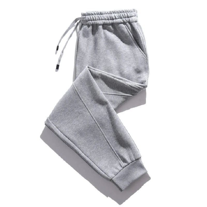 男士卫裤加绒加厚秋冬新款休闲裤宽松舒适松紧弹力腰男直筒束脚裤