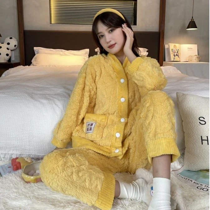 秋冬新款女款家居服宽松保暖公主风淑女成熟知性睡衣套装厚