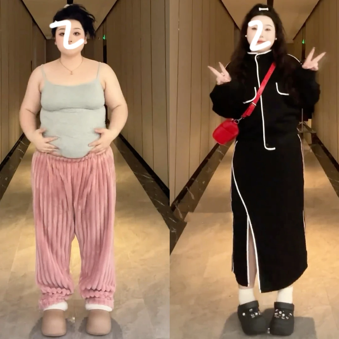 大码休闲运动套装女秋冬高级感卫衣胖MM遮肚子显瘦半身裙子两件套