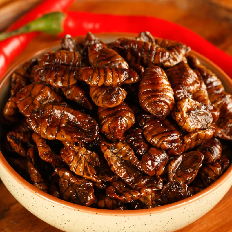 山东特产香酥蚕蛹开袋即食五香香辣香酥蚕蛹高蛋白开袋即食蝉蛹