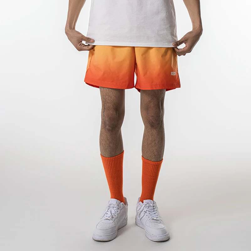 REDH 24SS橘色渐变高街短裤国潮直筒夏季新品潮男宽松五分休闲裤